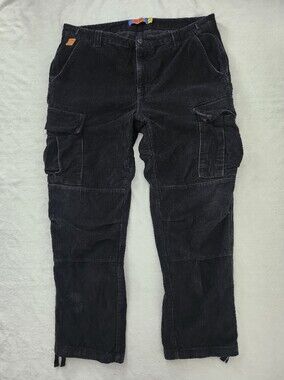 EMPYRE Mens Black Corduroy Cargo Utility Pants Size 34